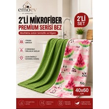 Emoev Premium 2'li Mikrofiber Mutfak Kurulama Bezi Seti 40X60 cm (1 Düz + 1 Desenli)