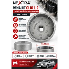 Nextra Renault Clio 1.2 Yağ Filtresi Sökme Anahtarı 63,4 mm 6 Köşe 1/2 Döküm Tas Tipi Filtre Sökme Aparatı