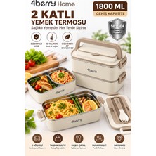 4Berry 2 Katlı Yemek Termosu – 3 Bölmeli 1800 ml Taşınabilir Yemek Kabı, 304 Paslanmaz Çelik, Sızdırmaz, Isı Yalıtımlı, Kaşıklı