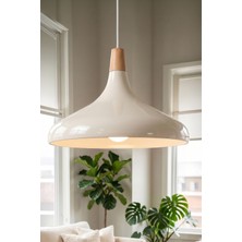Marrien Nova Bohem Ahşap Krem Metal Sarkıt (35 cm) Yemek Masası Üstü Avize