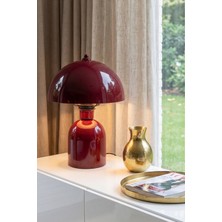 Marrien Luna Abajur  Bordo Metal Gövdeli - 25 cm - Oturma Odası & Yatak Odası & Salon Aydınlatma