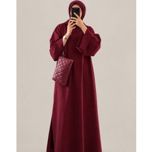 Bordo Düz Kesim Elbise