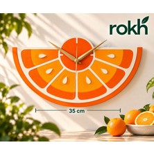 🍊 Portakal Dilimi Duvar Saati 35 cm | Dekoratif Ahşap Mutfak Saati | 3 Boyutlu Meyve Tasarımlı Modern Duvar Dekoru | Rokh