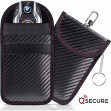 QSecure Premium Karbon Fiber Faraday Kılıfı – Araç Anahtarı Sinyal Kesici - Araba Anahtar Kılıfı - Temassız Kredi Kartı RFID Koruyucu