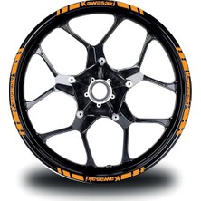 Ruselland Kawasakı Yazılı Kısa Dış Şerit 16'lı Tek Renk Jant Sticker Modeli