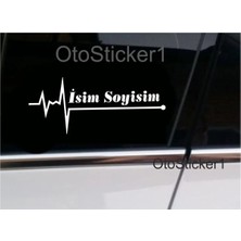 Ruselland Isme Özel Nabız Kalp Atış Ritim Özel Yeni Sticker 2 Adet Beyaz 16*7 cm