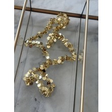 Esmeray Aksesuar Gold Renk Rodyum Kaplama Saçaklı Pul Detaylı Kolye Uzunluk 60 Cm. 65 Cm.