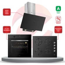 3'lü Ankastre Siyah Set Esty( 3481 Safir Plus TOUCH+ACO5700E6B05+AURA Max AEF6603B01) (Kurulum ve Montaj Dahil)