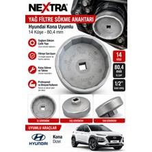 Nextra Hyundai Kona Kia Dizel Yağ Filtresi Sökme Anahtarı 80,4 mm 14 Köşe 1/2 Döküm Tas Tipi Filtre Sökme Aparatı