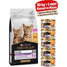 Purina Pro Plan Yavru Kedi Maması 10 kg + Kitten Konserve Kedi Maması 85 G x 5 Adet