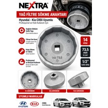 Nextra Hyundai Kia Crdi Yağ Filtresi Sökme Anahtarı 73,5 mm 14 Köşe 1/2 Döküm Tas Tipi Filtre Sökme Aparatı