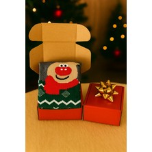 Feemels Kırmızı Kutulu Yılbaşı Hediyesi - Unisex Noel Çorabı - Kırmızı Kutulu Hediye Çorap