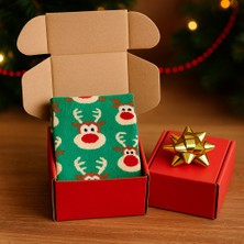 Feemels Kırmızı Kutulu Yılbaşı Hediyesi - Unisex Noel Çorabı - Kırmızı Kutulu Hediye Çorap