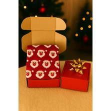 Feemels Kırmızı Kutulu Yılbaşı Hediyesi - Unisex Noel Çorabı - Kırmızı Kutulu Hediye Çorap