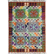Kilim Co. Afgan Kilim, Yünden El Dokuma Geometrik Desenli 125X180 cm (2.25 M²)
