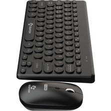 Str Store KM-BT37 Kablosuz Klavye Mouse Seti, Bluetooth + USB Dongle 2.4g, 78 Tuş Kompakt, Türkçe Q, Pc Tv Laptop Tablet Telefon Uyumlu, Siyah