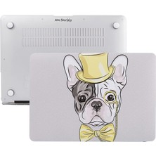 Str Store MacBook Air M1 Kılıfı 13 Inç A2337 A2179 A1932 Uyumlu Sert Kapak Hard Case Koruyucu Kılıf Gözlüklü Pug Köpek Desenli Uv Baskılı Çizilme Önleyici Sarı