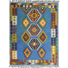 Kilim Co. Afgan Kilim, Yünden El Dokuma Geometrik Desenli 125X175 cm (2.19 M²)