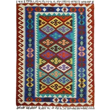 Kilim Co. Afgan Kilim, Yünden El Dokuma Geometrik Desenli 130X180 cm (2.34 M²)