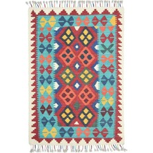 Kilim Co. Afgan Kilim, Yünden El Dokuma Geometrik Desenli 80X120 cm (0.96 M²)