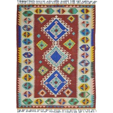 Kilim Co. Afgan Kilim, Yünden El Dokuma Geometrik Desenli 120X180 cm (2.16 M²)