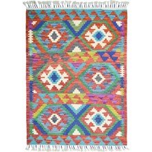 Kilim Co. Afgan Kilim, Yünden El Dokuma Geometrik Desenli 85X120 cm (1.02 M²)