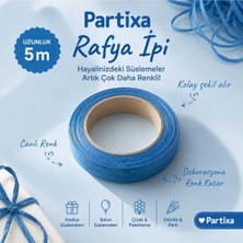 Partixa Mavi Rafya Ipi - Balon Bağlama ve Hediye Paketi Süsleme Ipi (1 Rulo 5metre)