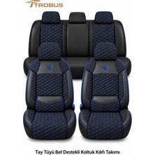 Trobus Volvo S40 2012-2016 Uyumlu Altay Bel Destekli Tay Tüyü Siyah Mavi Koltuk Kılıfı