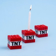 Helis Craft Minecraft Tnt Mumluk – 3'lü Blok Mumluk Seti – Doğum Günü Pastası Süsü – Parti Aksesuarı