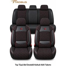 Trobus Seat Ateca 2018 ve Sonrası Uyumlu Altay Bel Destekli Tay Tüyü Siyah Kırmızı Koltuk Kılıfı