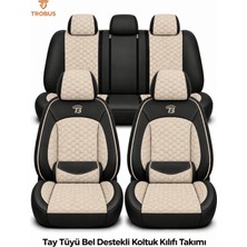 Trobus Volkswagen Amarok Çift Kabin 2012-2018 Ticari 2+1 Uyumlu Altay Serisi Tay Tüyü Bej Siyah Oto Koltuk Kılıfı