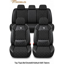 Trobus Volvo S80 2018 ve Sonrası Uyumlu Altay Bel Destekli Tay Tüyü Siyah Beyaz Koltuk Kılıfı