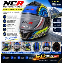 Ncr-Kask Kapalı M70 Ece Sertifikalı-Uzaylı Mavi Sarı