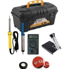 Hesaplı Hırdavat Lehim Seti Multimetreli Elektronik Tamir Seti 7 Parça 40 W Havya Stand Pompa Çantalı
