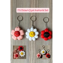 Ufak Bi Dükkan 3'lü Clickerlı Çiçek Anahtarlık Seti