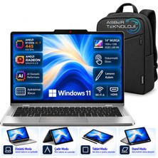 Lenovo Ideapad 5 Amd Ryzen Aı 7 445 32GB Ram 512GB SSD 14" Wuxga 1920X1200 OLED 600NIT 360° Dokunmatik+Kalemli WIN11 Pro 83UH004BTR ve Asbertech Çanta