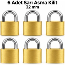 Trendhane 6 Adet 32 mm Sarı Asma Kilit Seti – Anahtarlı