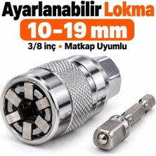 Trendhane 10–19 mm Ayarlanabilir Lokma ve Matkap Adaptörü Seti – 3/8 Inç Bağlantılı, 2 Parça