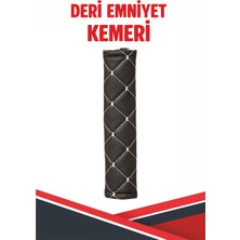 Es-De Store Kıa Rıo Sedan Uyumlu Emniyet Kemer Pedi Siyah Deri Beyaz Dikişli - 1 Adet
