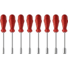 Hesaplı Hırdavat Lokma Uçlu Tornavida Seti 8 Parça 6-13 mm Kırmızı Saplı