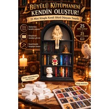 Printech3d Dekoratif Minyatür Kitaplık Seti 25 Mini Kitap ve Figürlü Masaüstü Kitaplık Dekoru