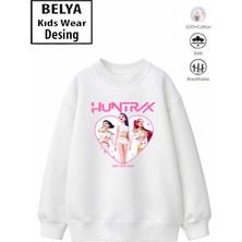 Belya Kids Wear Trend Çocuk Kız Model Tam Kalıp Oversize Hun Kalp Tasarım 2 Iplik Pamuğa Pamuk Kumaş Sweatshirt 86