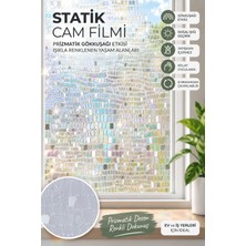 Deconitte Prizmatik Gökkuşağı Efektli Statik Cam Filmi Desenli Yapışkansız Dekoratif Pencere Kaplaması
