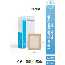 Yumuşak Silikon Köpük Yara Örtüsü, Yapışkan Kenarlı Lite, Su Geçirmez, Nefes Alır Ağrısız Çıkarılır, Ince Esnek 12,5x5 cm 10 Adet (1 Kutu)