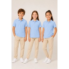Nymora Çocuk Unisex 3'lü Polo Yaka Kısa Kollu Okul Tişört %100 Pamuk 2-14 Yaş