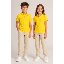 Nymora Çocuk Unisex 2'li Polo Yaka Kısa Kollu Okul Tişört %100 Pamuk 2-14 Yaş