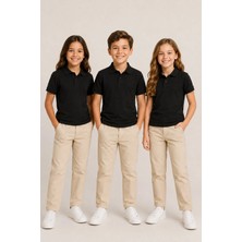 Nymora Çocuk Unisex 3'lü Polo Yaka Kısa Kollu Okul Tişört %100 Pamuk 2-14 Yaş