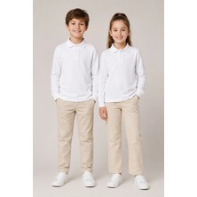 Nymora Çocuk Unisex 2'li Polo Yaka Uzun Kollu Okul Tişört %100 Pamuk 2-14 Yaş