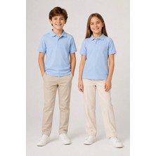 Nymora Çocuk Unisex 2'li Polo Yaka Kısa Kollu Okul Tişört %100 Pamuk 2-14 Yaş