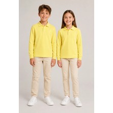 Nymora Çocuk Unisex 2'li Polo Yaka Uzun Kollu Okul Tişört %100 Pamuk 2-14 Yaş